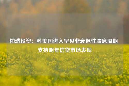 柏瑞投资：料美国进入罕见非衰退性减息周期 支持明年信贷市场表现-第1张图片-十倍杠杆-股票杠杆