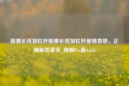 股票长线加杠杆股票长线加杠杆是啥意思，正确解答落实_旗舰Pro版4.656-第1张图片-十倍杠杆-股票杠杆