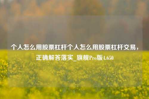 个人怎么用股票杠杆个人怎么用股票杠杆交易，正确解答落实_旗舰Pro版4.650-第1张图片-十倍杠杆-股票杠杆