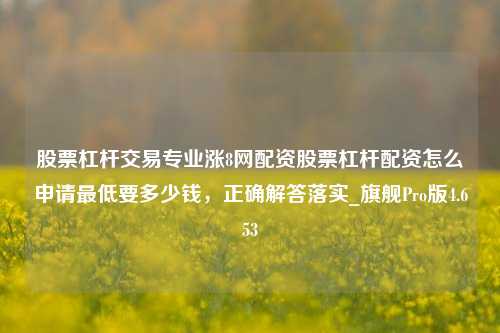 股票杠杆交易专业涨8网配资股票杠杆配资怎么申请最低要多少钱，正确解答落实_旗舰Pro版4.653-第1张图片-十倍杠杆-股票杠杆